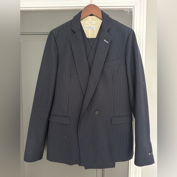 Three-Piece Navy Pinstripe Suit - Picture 2 of 7